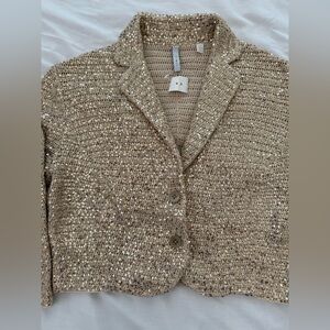 Elegant Sequin Blazer in Gold